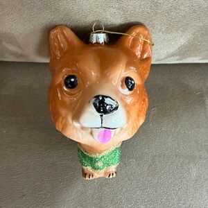 Corgi Dog Ornament with Green Sweater